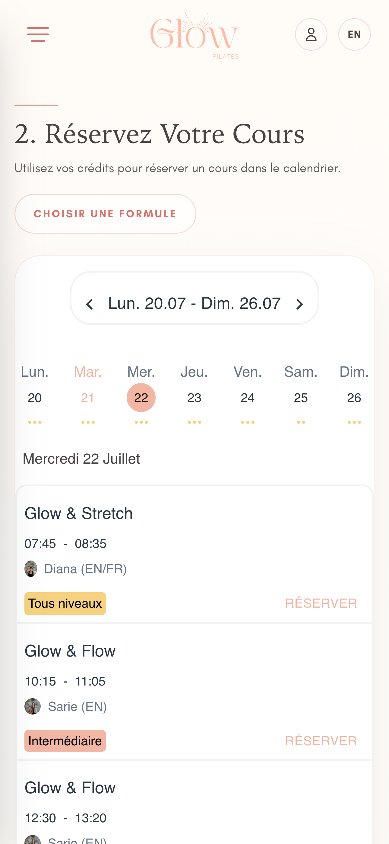 Réservation Bsport intégrée sur mobile